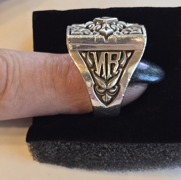 Night Rider Men's Sterling Silver Red Ruby Gemstone Ring 9 - Picture 5 of 11